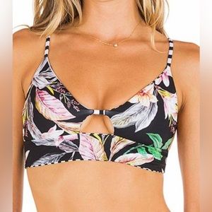 Hurley NWT Flora Reversible Bralette / Bikini top stripes and floral size XL